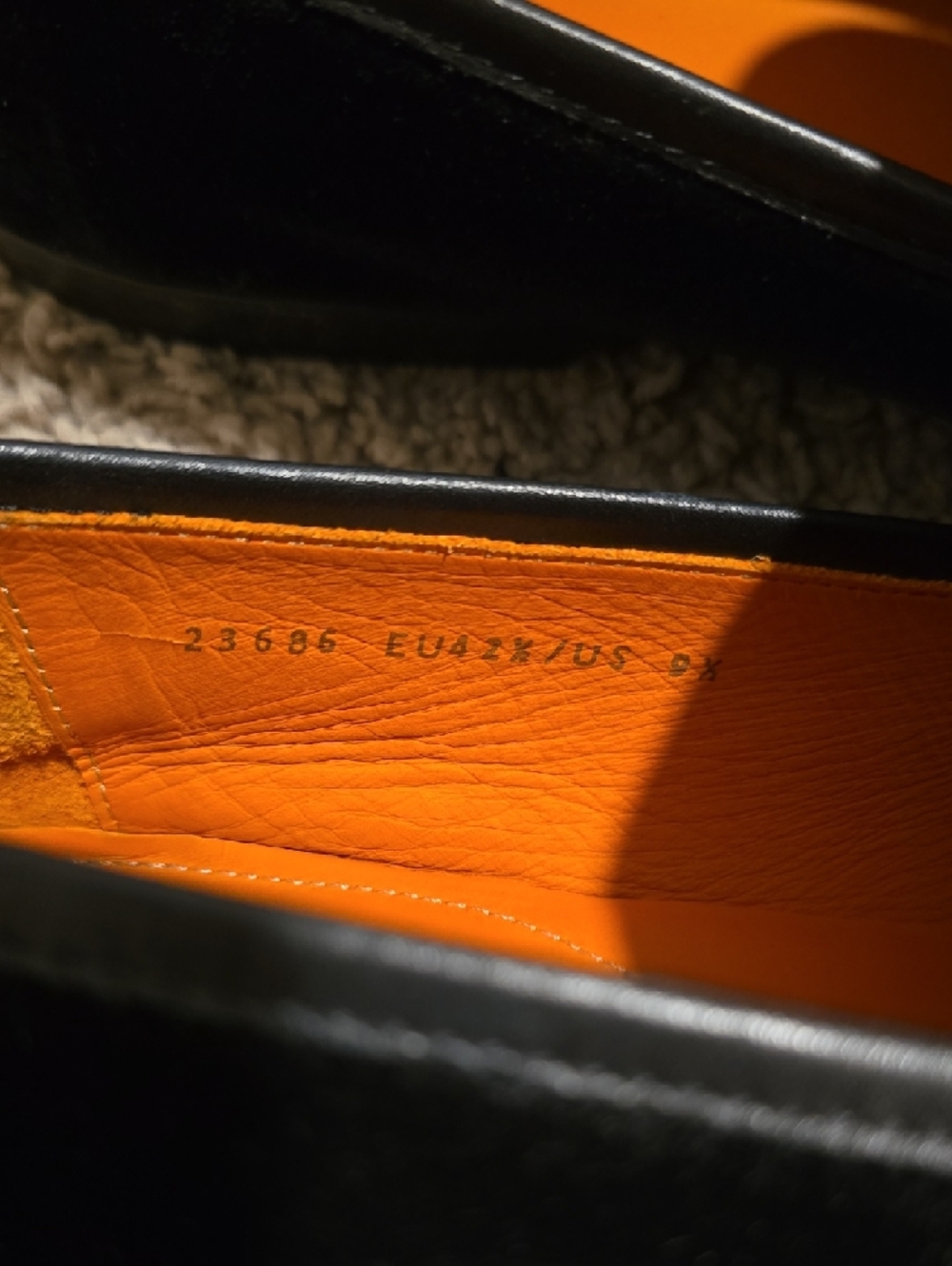 Magnanni Black Velvet Loafers with Orange Lining Eu42.5/US9.5 - Picture 2 of 9